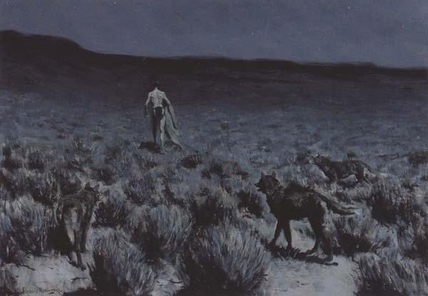 Frederic Remington The Wolves Sniffed Along the Trail (mk43) oil painting image